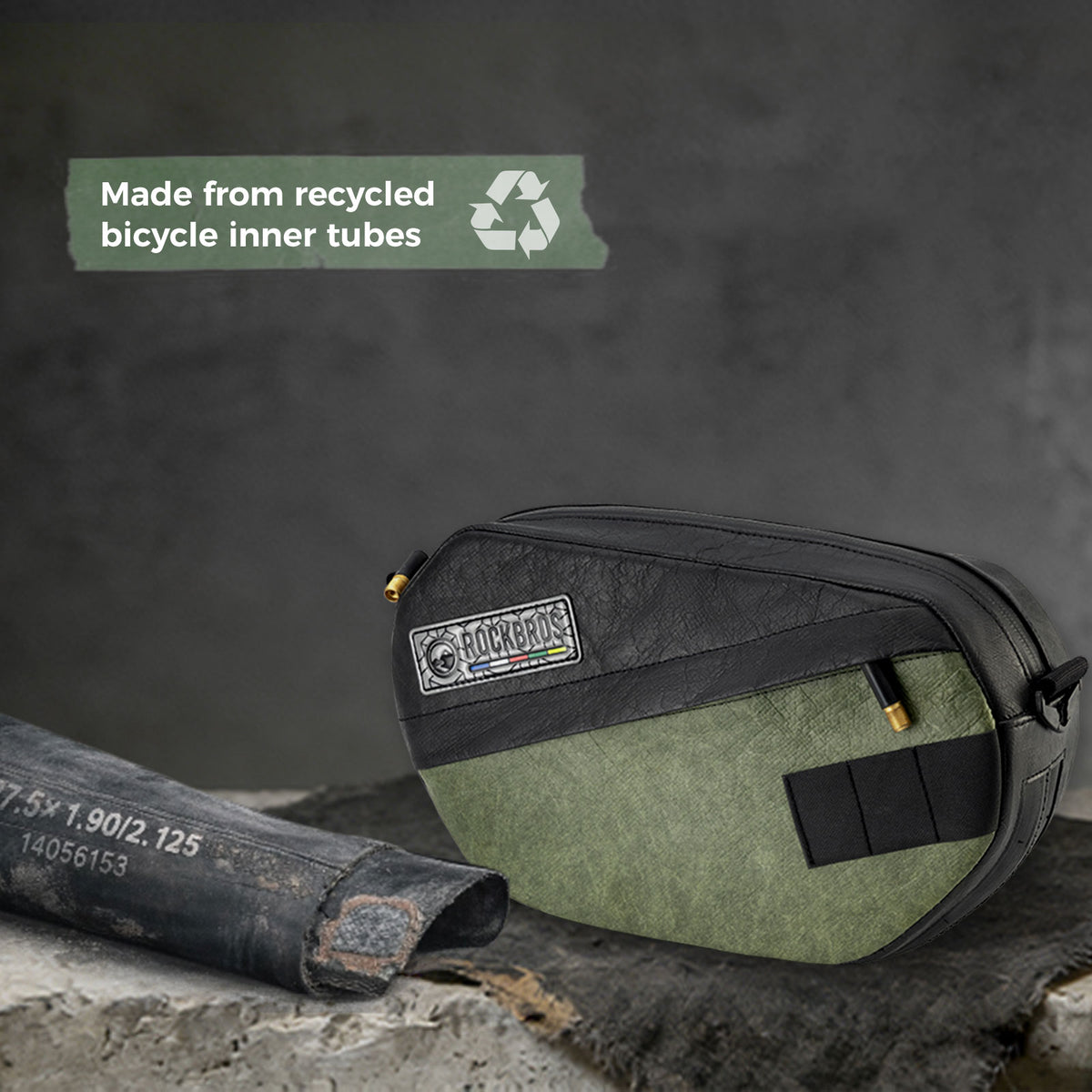 Sustainable Eco-Friendly Recycled Tire Bike Handlebar Bag 2.5L ROAD TO SKY