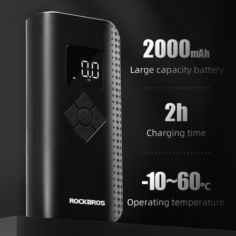 ROCKBROS A13 Electric Bike Tire Pump 150 Psi Inflator Portable Air Compressor 2000 mAh - ROCKBROS