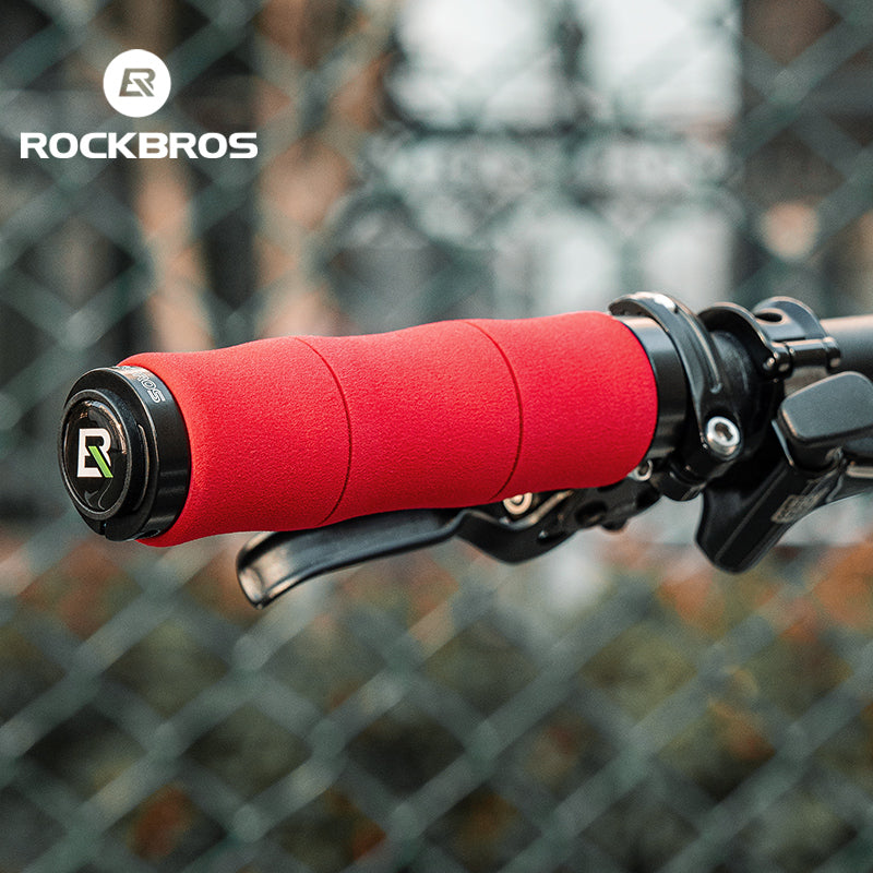 ROCKBROS Bike Grips Shock Absorption Foam Bike Handle Grips Soft Comfortable Non-Slip Double Locked on - ROCKBROSUSA
