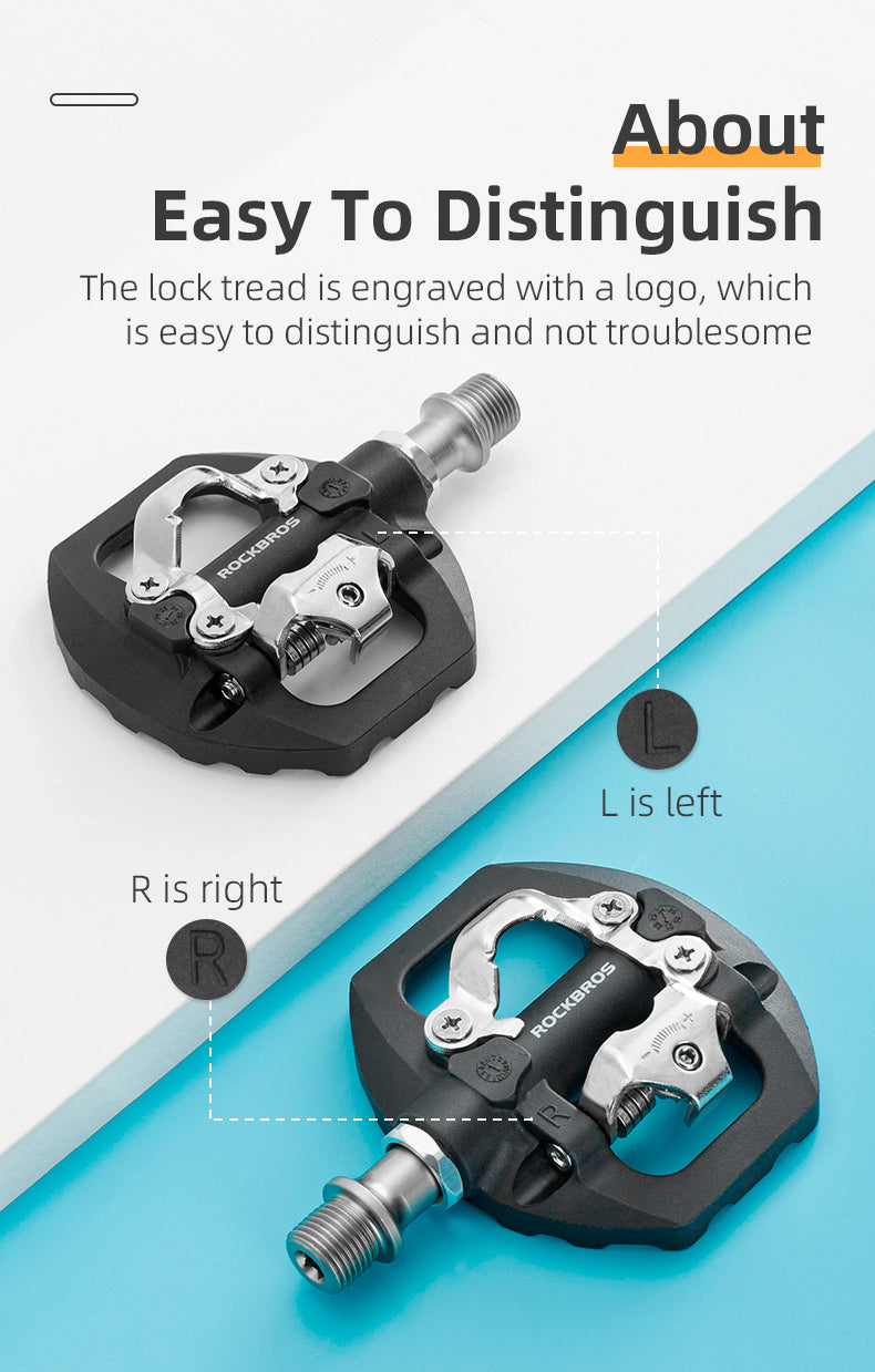 ROCKBROS SPD Dual-Purpose Bike Pedals - Compatible with Shimano MTB/Road - ROCKBROSUSA