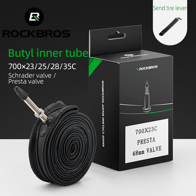 ROCKBROS 700X23/25/28/35C Road Bike Inner Tube 48mm Presta/Schrader Valve High Self Sealing Butyl Rubber - ROCKBROS