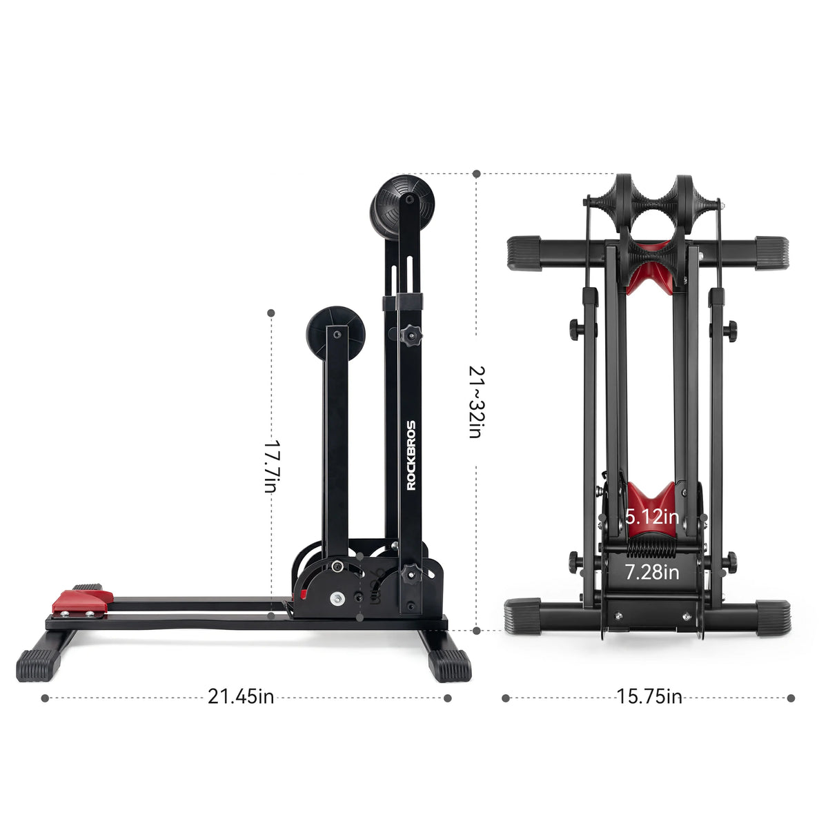Soporte ajustable para bicicletas 2 en 1, plegable, de suelo, vertical, de acero al carbono resistente para ruedas de 24"-27.5"