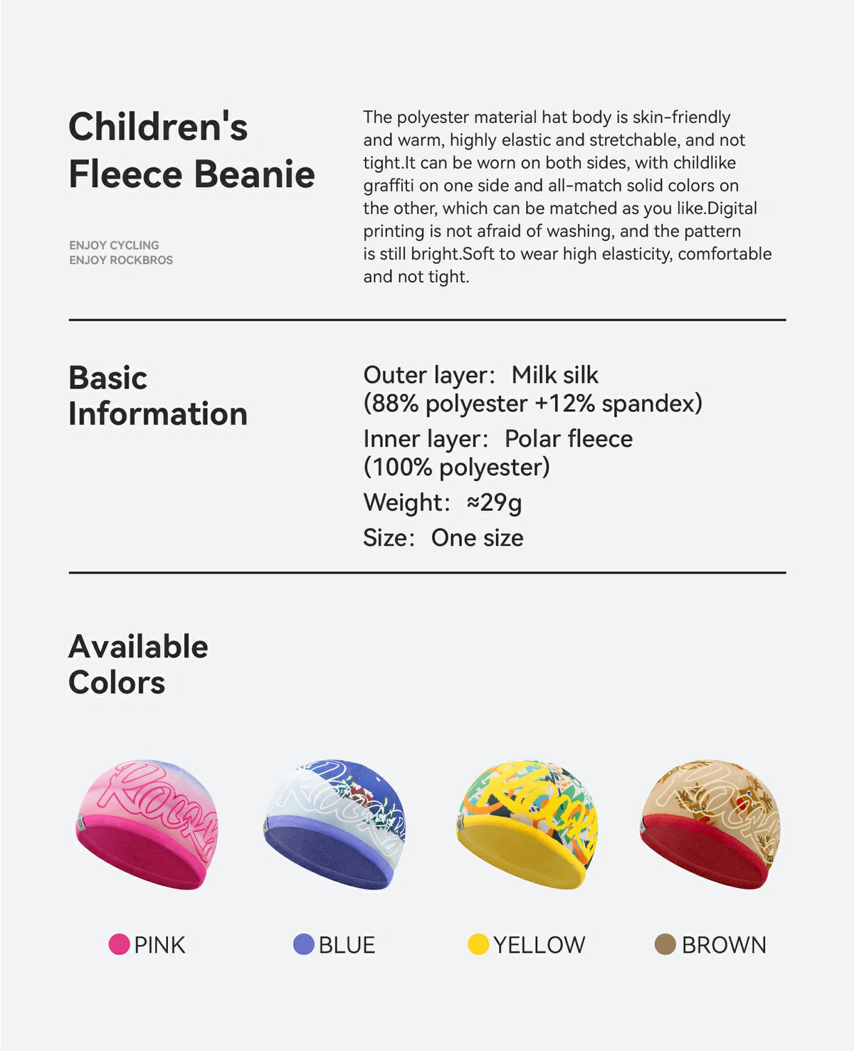 Kids Winter Fleece Beanie for Helmet Use