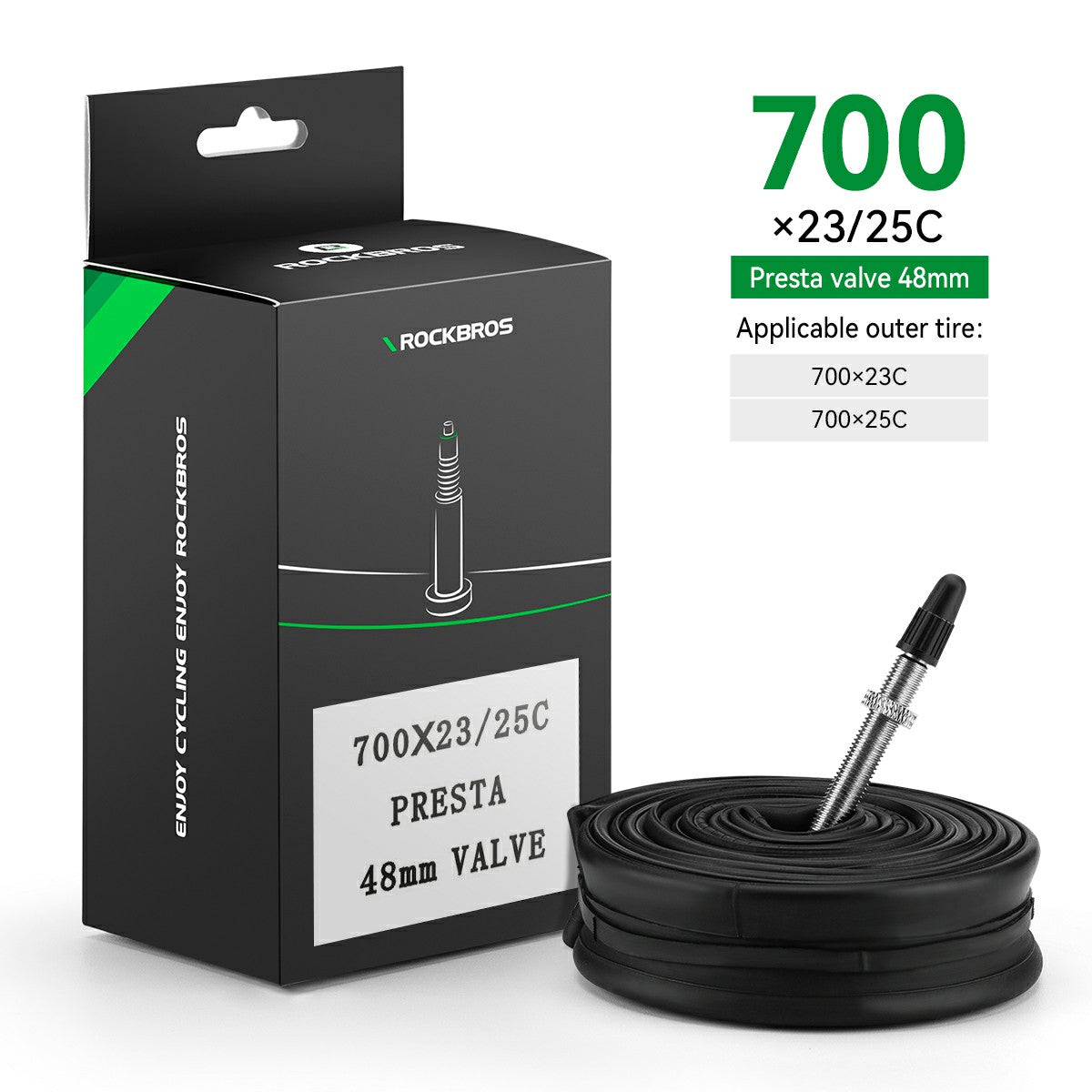ROCKBROS 700X23/25/28/35C Road Bike Inner Tube 48mm Presta/Schrader Valve High Self Sealing Butyl Rubber - ROCKBROS