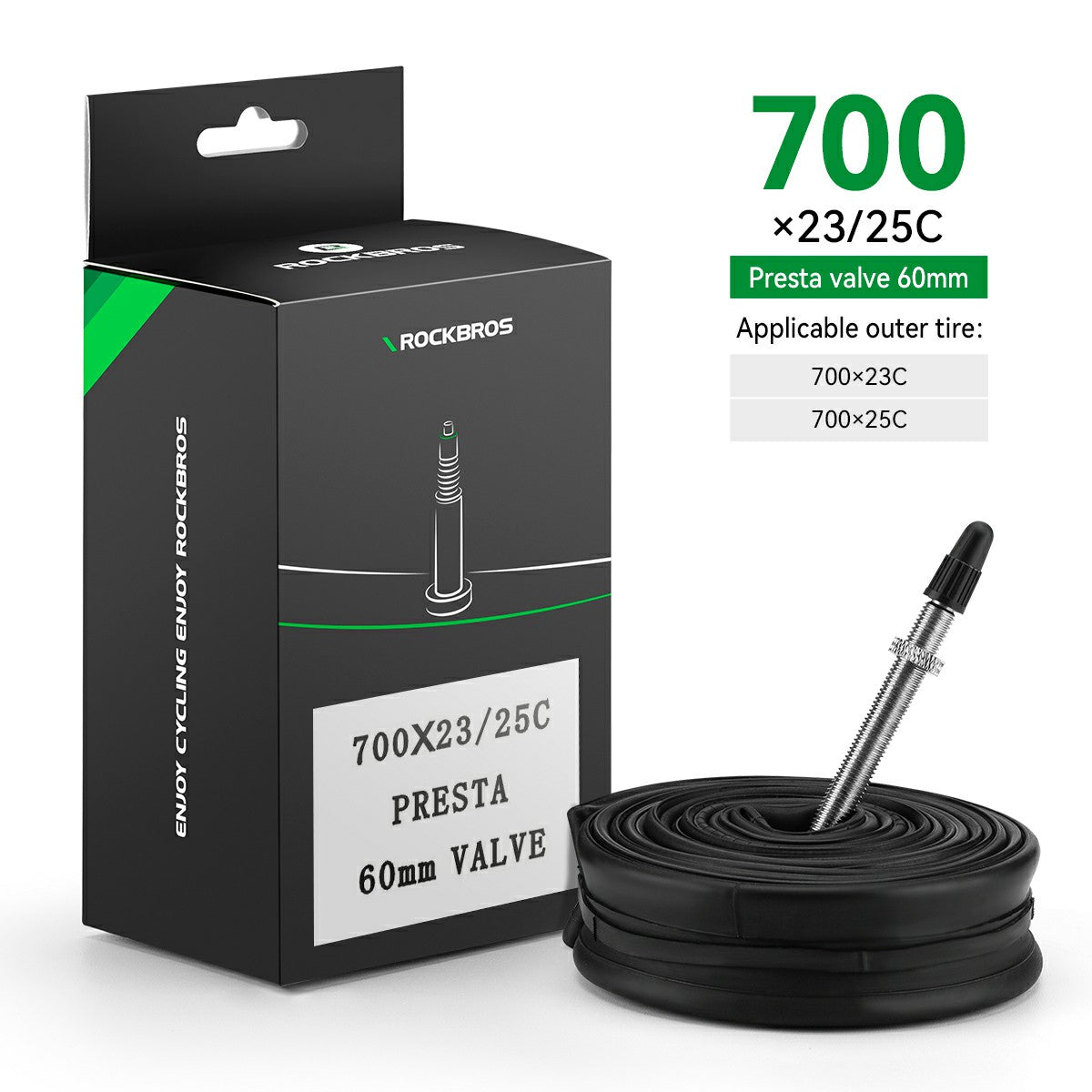 ROCKBROS 700X23/25/28/35C Road Bike Inner Tube 48mm Presta/Schrader Valve High Self Sealing Butyl Rubber - ROCKBROS