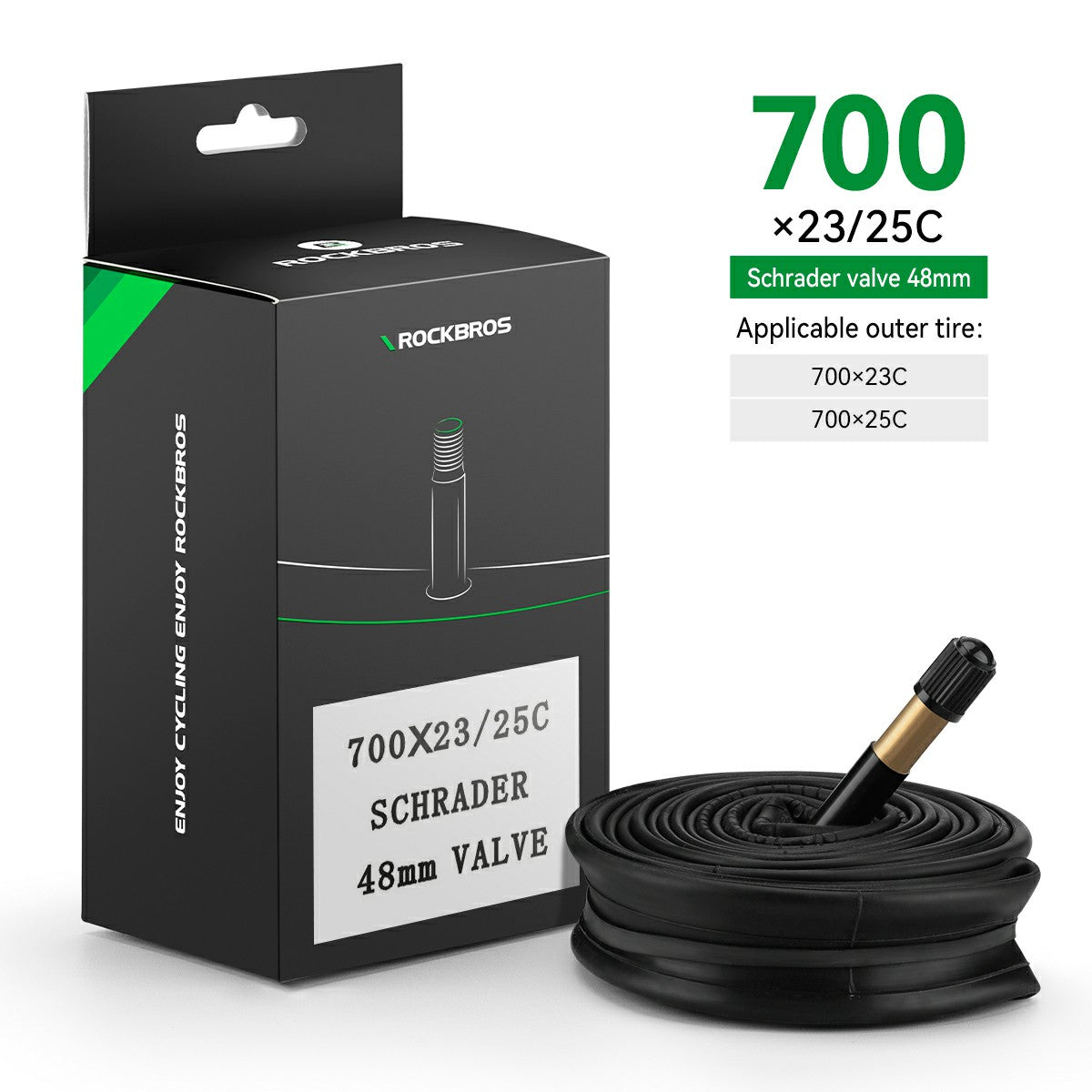 ROCKBROS 700X23/25/28/35C Road Bike Inner Tube 48mm Presta/Schrader Valve High Self Sealing Butyl Rubber - ROCKBROS