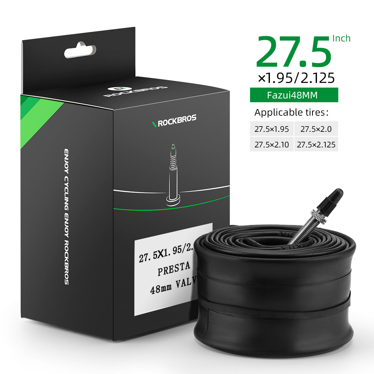 ROCKBROS 26'/27.5'X1.95/2.125 Mountain Bike Inner Tube 48mm Presta/Schrader Valve High Self Sealing Butyl Rubber - ROCKBROS