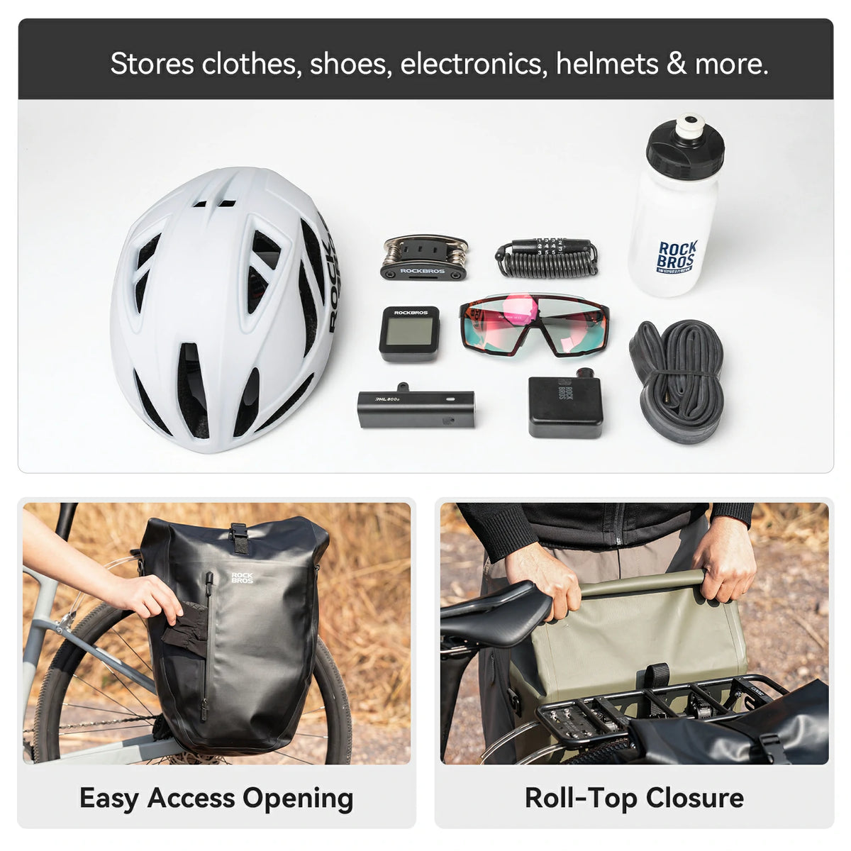 Bolsa impermeable para portaequipajes de bicicleta, alforja trasera enrollable de 20 L