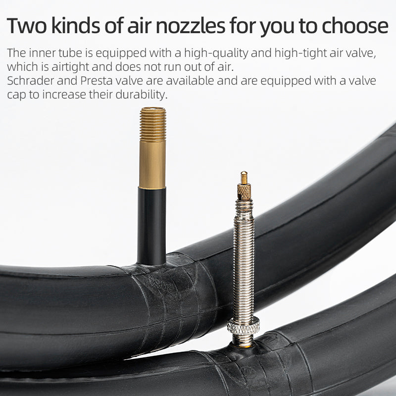 ROCKBROS 700X23/25/28/35C Road Bike Inner Tube 48mm Presta/Schrader Valve High Self Sealing Butyl Rubber - ROCKBROS