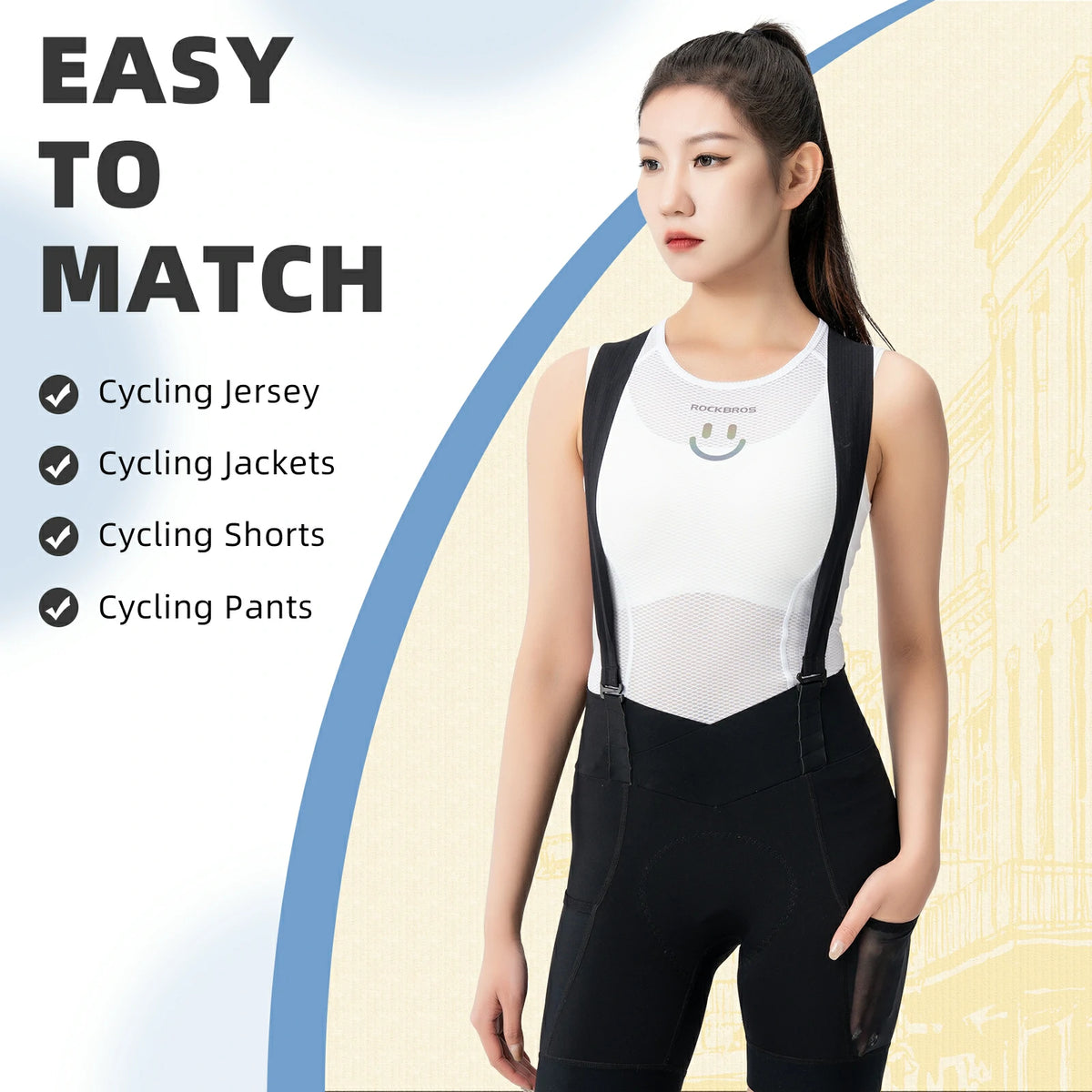 ROCKBROS Breathable Mesh Sleeveless Quick Dry Slim Cycling Base Layer for Women