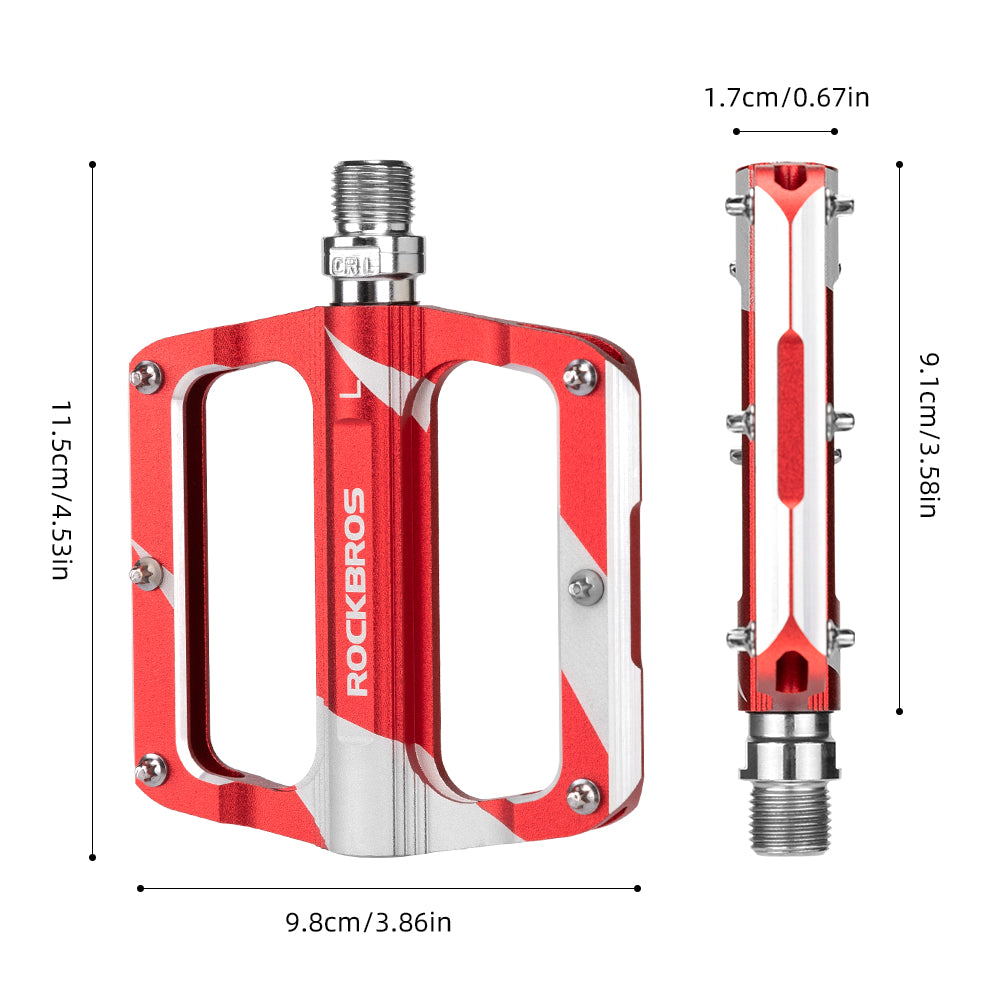 ROCKBROS Mountain MTB Bike Pedals Flat Bicycle 9/16 Lightweight Carbon Fiber Sealed Bearing Alloy Flat - ROCKBROS