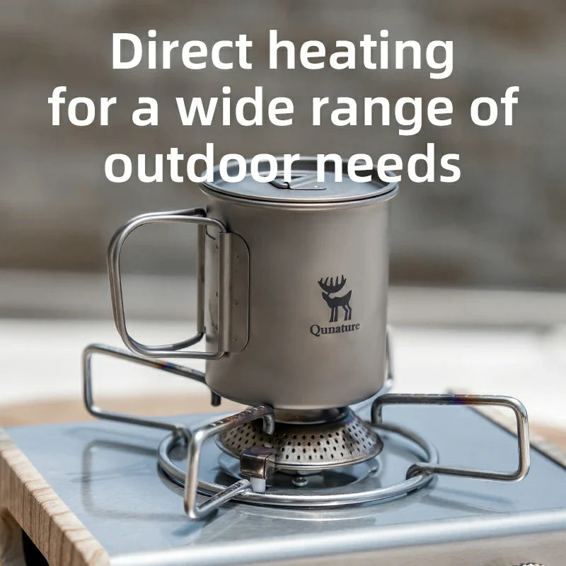 Qunature Pure Titanium Folding Mug Lightweight Durable with Lid for Outdoor Camping
