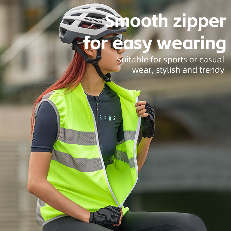 Rockbros Cycling Jacket Unisex Reflective Vest Breathable Night Running Vest Cycling Safety Warning - ROCKBROSUSA
