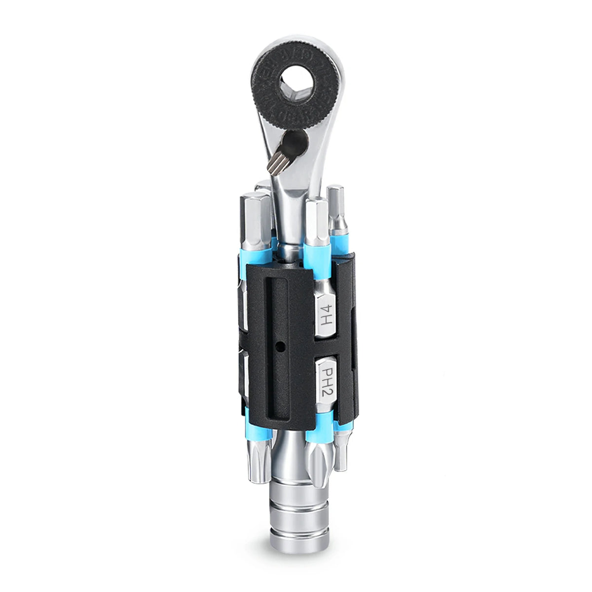 S2 Alloy 1/4" Drive Ratchet Handle 72-Tooth Compact Bike Repair Kit with 8 Bits