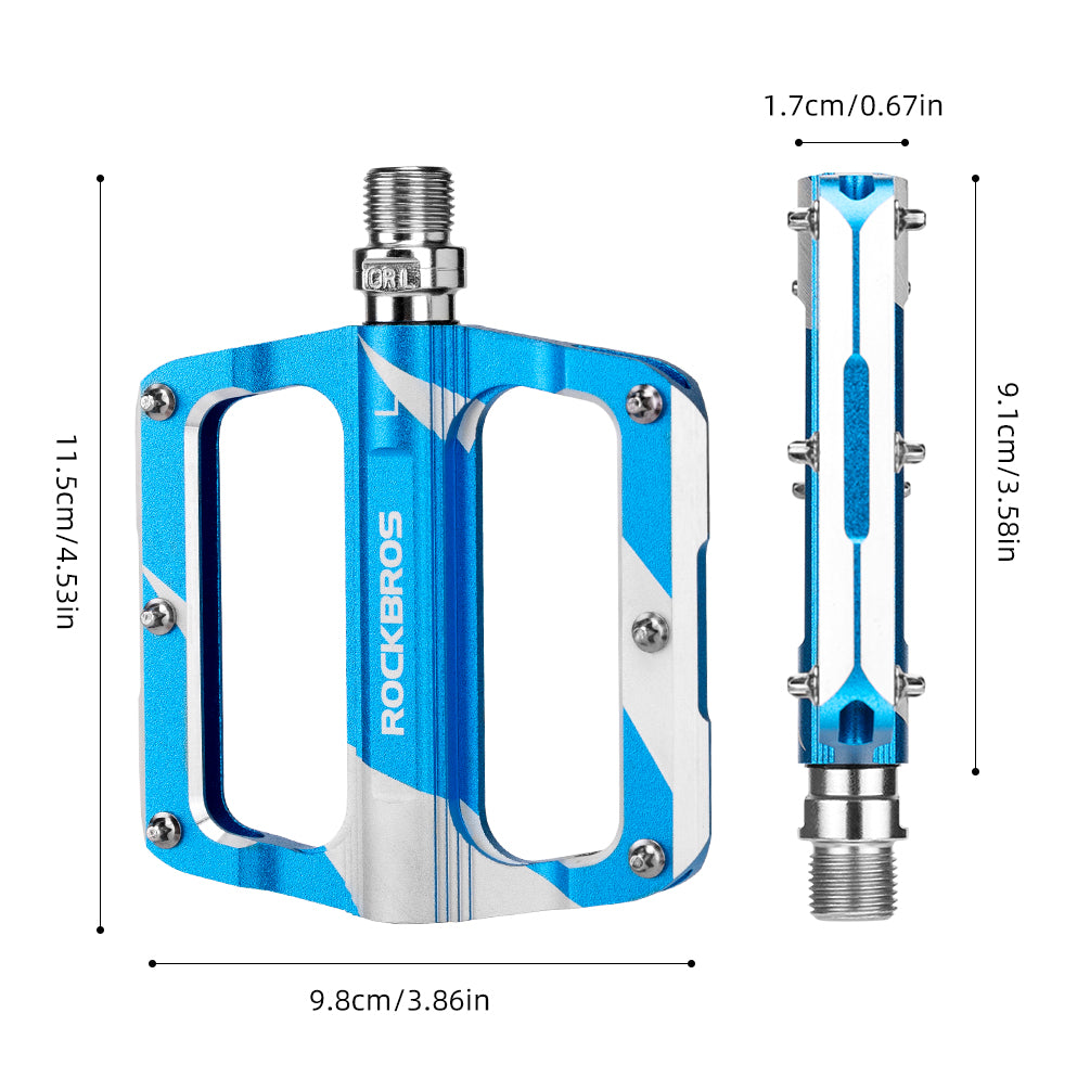 ROCKBROS Mountain MTB Bike Pedals Flat Bicycle 9/16 Lightweight Carbon Fiber Sealed Bearing Alloy Flat - ROCKBROS