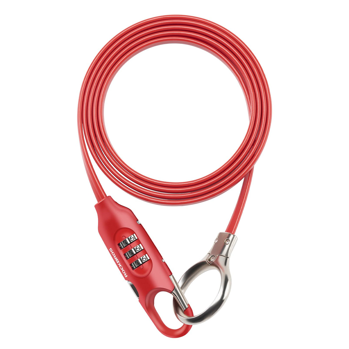Red cable lock with a combination lock on a white background #color_red