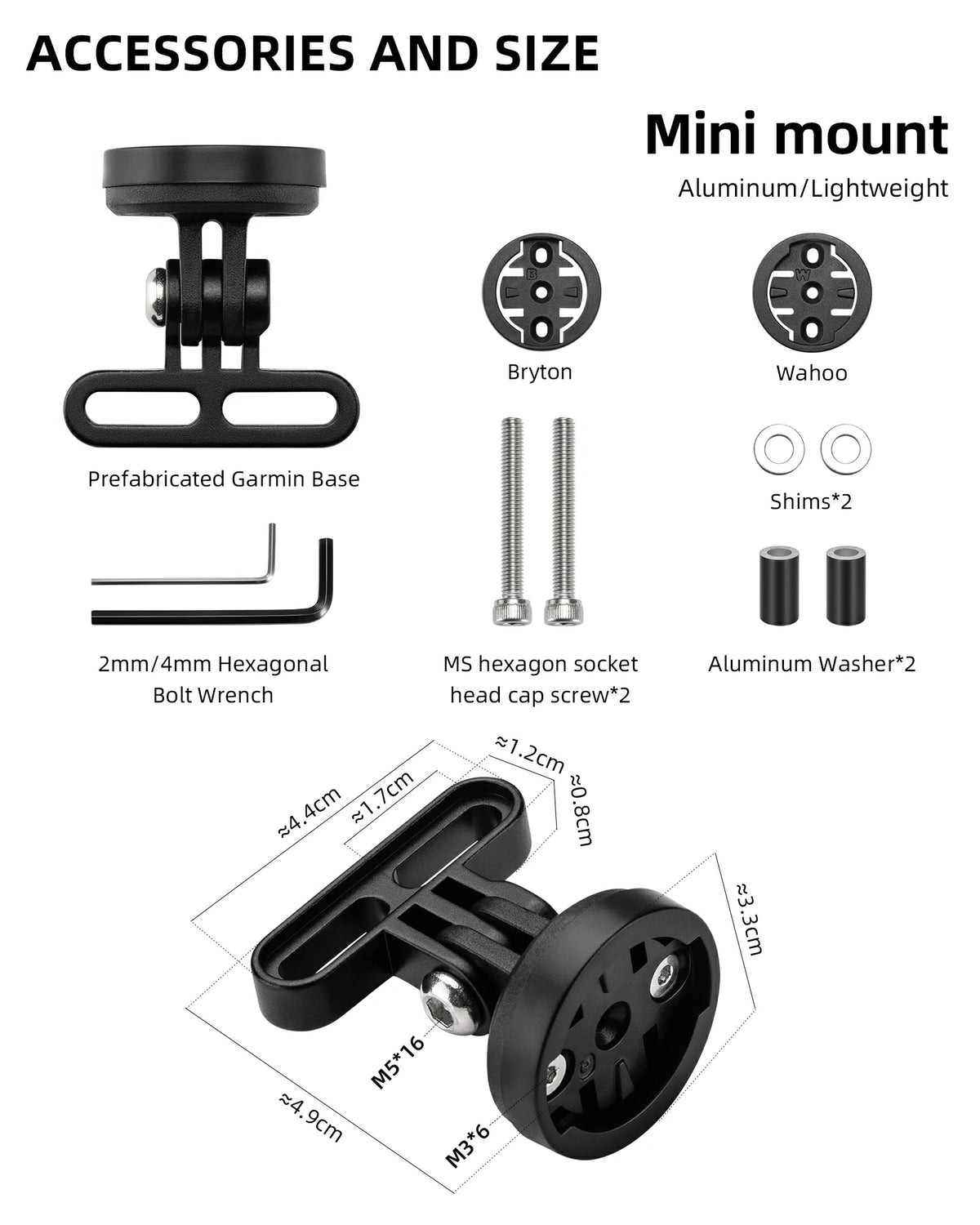 ROCKBROS Bike Computer Mount Out-Front Aluminum Integrated Bicycle Cycling Computer Mount