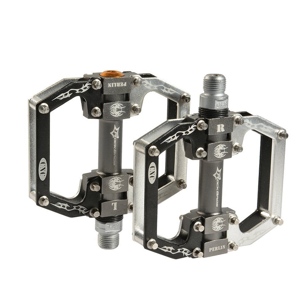 ROCKBROS Pedales de bicicleta Pedales planos, plataforma de aleación de aluminio, sellado de rodamientos antideslizante 9/16", juego de 2