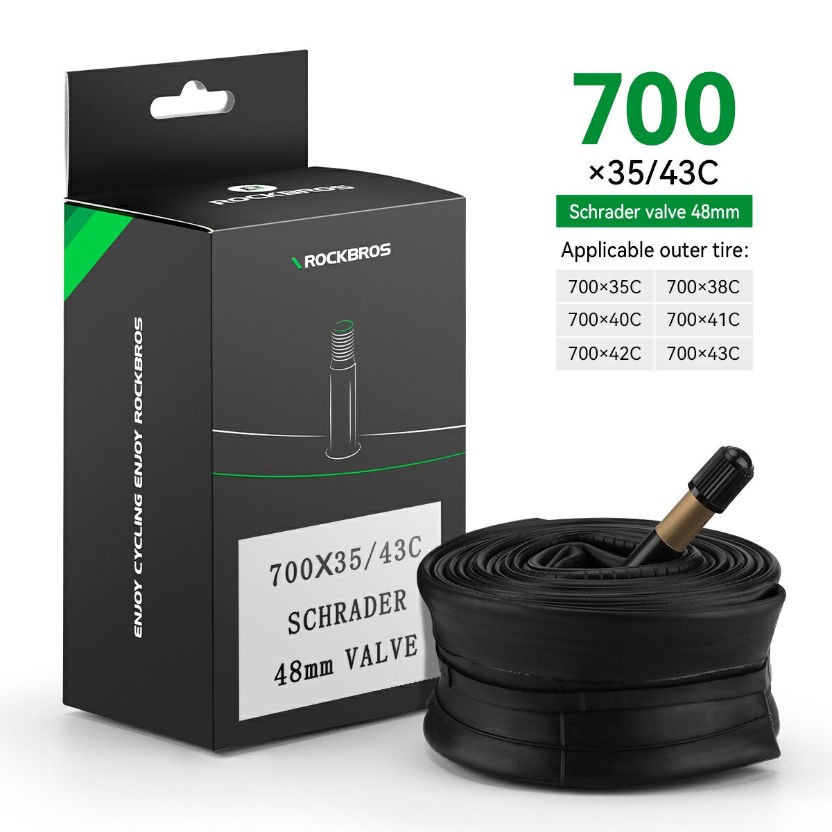 ROCKBROS 700X23/25/28/35C Road Bike Inner Tube 48mm Presta/Schrader Valve High Self Sealing Butyl Rubber - ROCKBROS