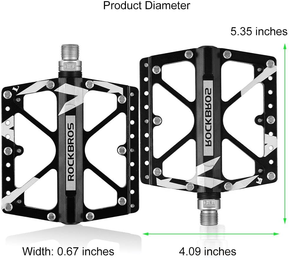 Pedales de Bicicleta de Montaña ROCKBROS de Aleación de Aluminio de Gran Tamaño - NEGRO