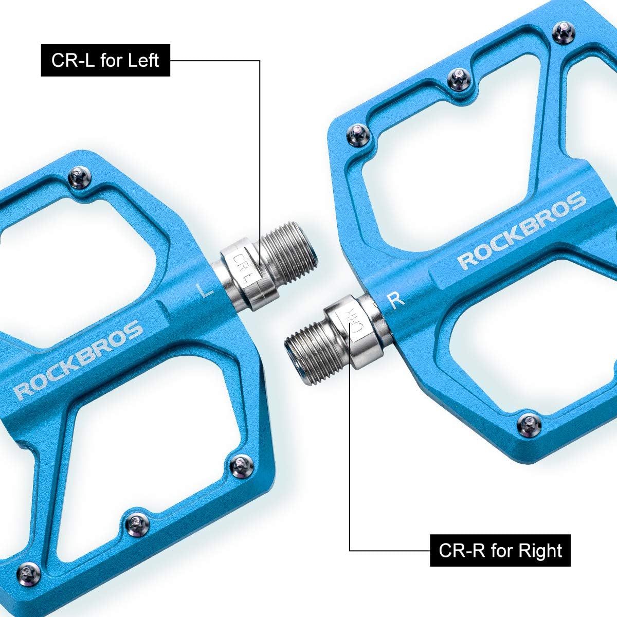 ROCKBROS Bike Pedals Lightweight Aluminum Platform 9/16'' Sealed Bearing - ROCKBROS #color_Blue