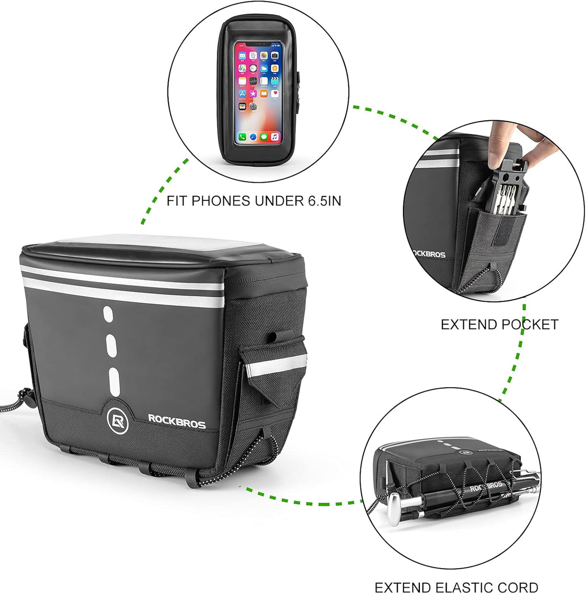 ROCKBROS Bike Handlebar Bag Bicycle Front Storage Bags - ROCKBROS
