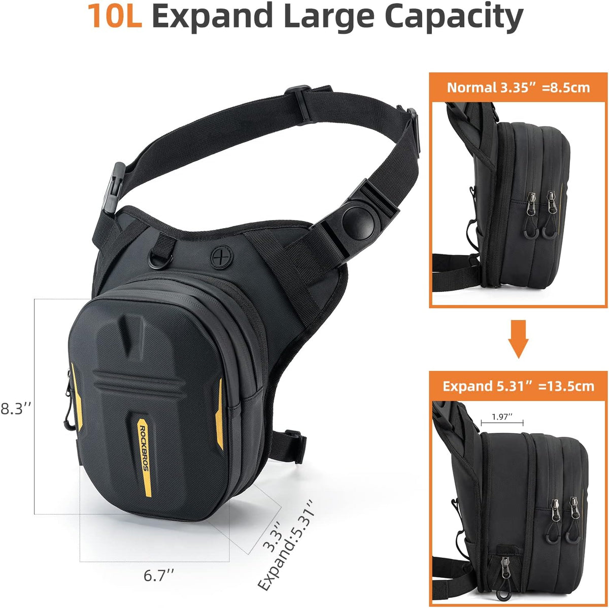 ROCKBROS 3-IN-1 Motorcycle Leg Bag Waterproof, Multi-Functional 10L Pack - ROCKBROS