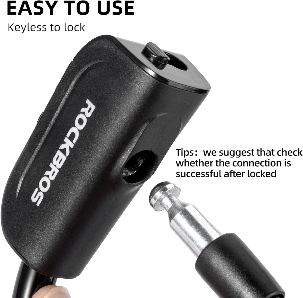 ROCKBROS 4ft Bike Cable Lock - Secure, Lightweight with Mounting Bracket - ROCKBROS