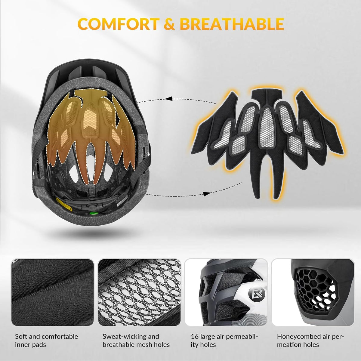 ROCKBROS Kids Full Face Bike Helmet Ages 5-14 Anti-Collision Detachable Chin - ROCKBROS