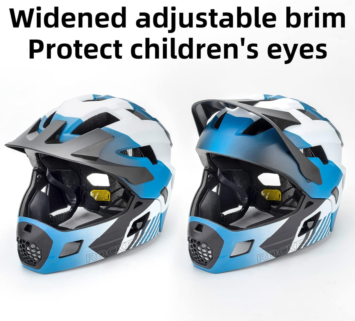 ROCKBROS Kids Full Face Bike Helmet Ages 5-14 Anti-Collision Detachable Chin - ROCKBROS