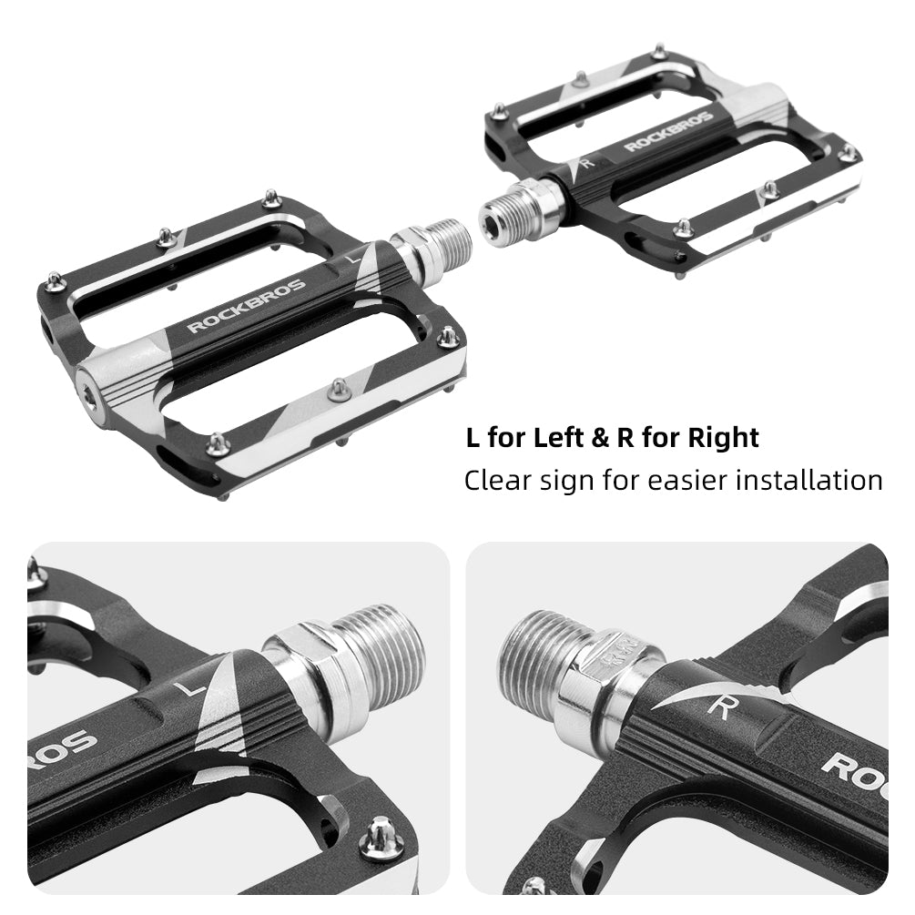 ROCKBROS Mountain MTB Bike Pedals Flat Bicycle 9/16 Lightweight Carbon Fiber Sealed Bearing Alloy Flat - ROCKBROS
