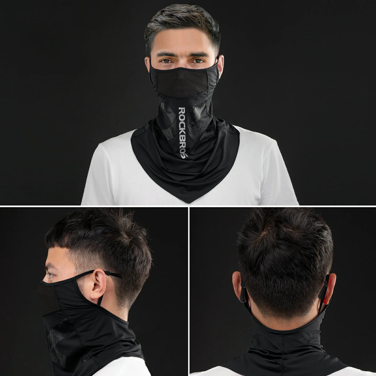 ROCKBROS Bandana refrescante para el cuello con orejeras – Cubrebocas de verano transpirable para ciclismo y pesca