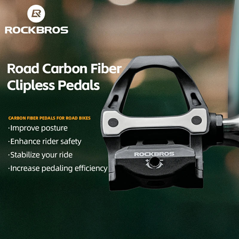 Pedales automáticos de fibra de carbono SPD para bicicletas de carretera 9/16''