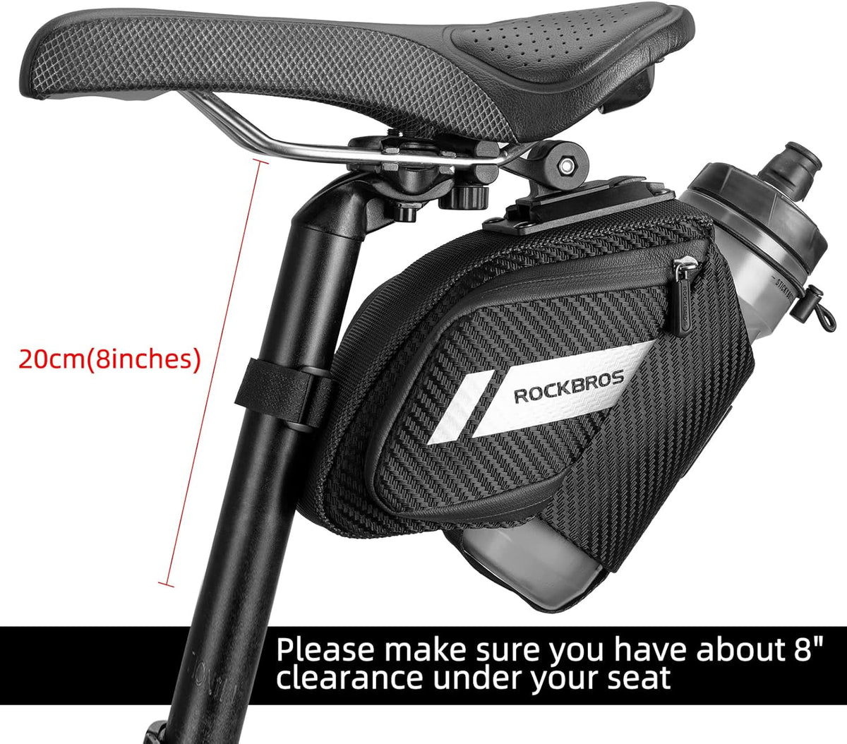 ROCKBROS Waterproof Bike Saddle Bag with Water Bottle Holder - ROCKBROS