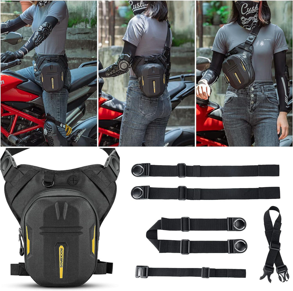 ROCKBROS 3-IN-1 Motorcycle Leg Bag Waterproof, Multi-Functional 10L Pack - ROCKBROS