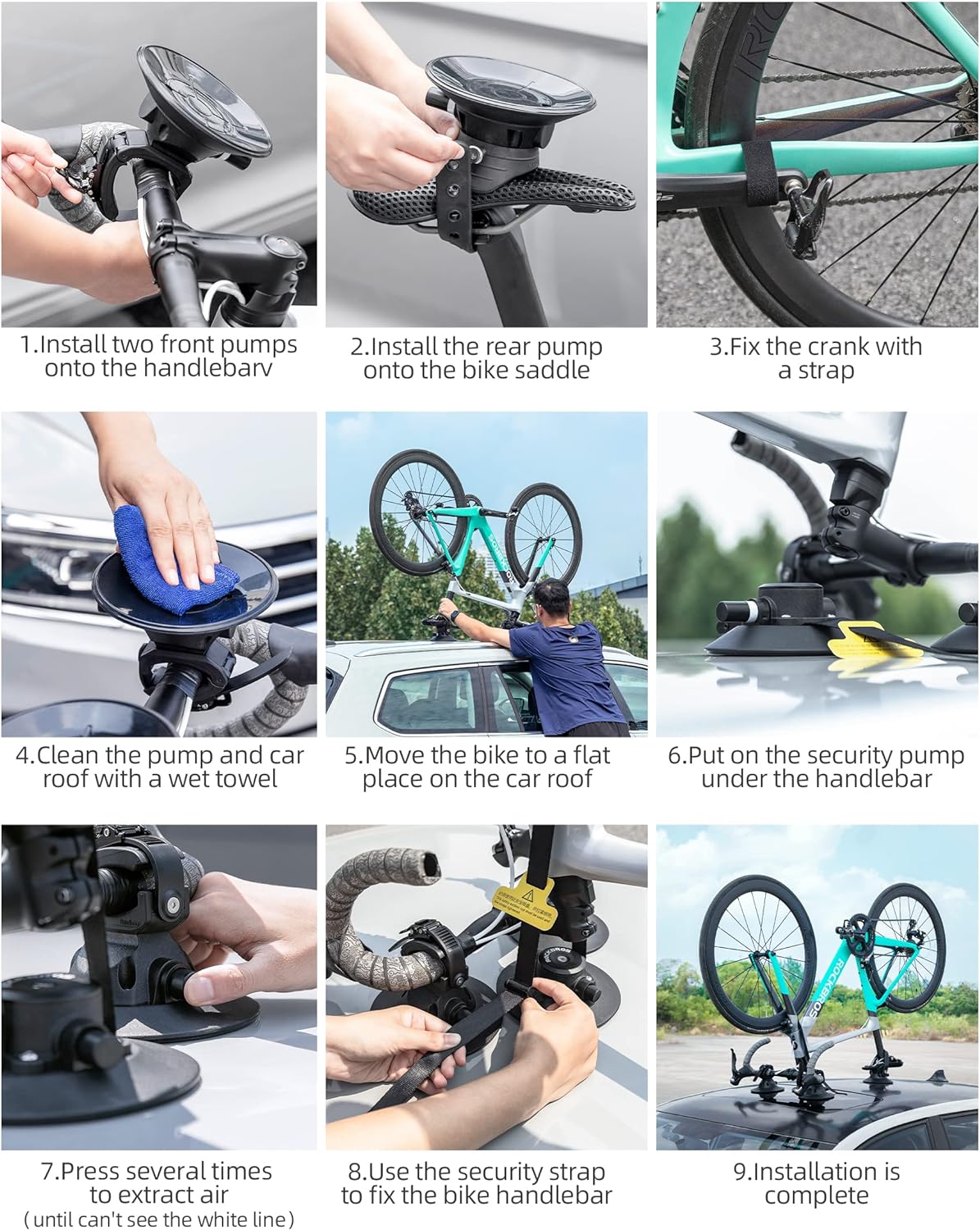 ROCKBROS Inverted Suction Cup Bike Rack Secure Mount for 1 Bike No Removal Needed - ROCKBROS