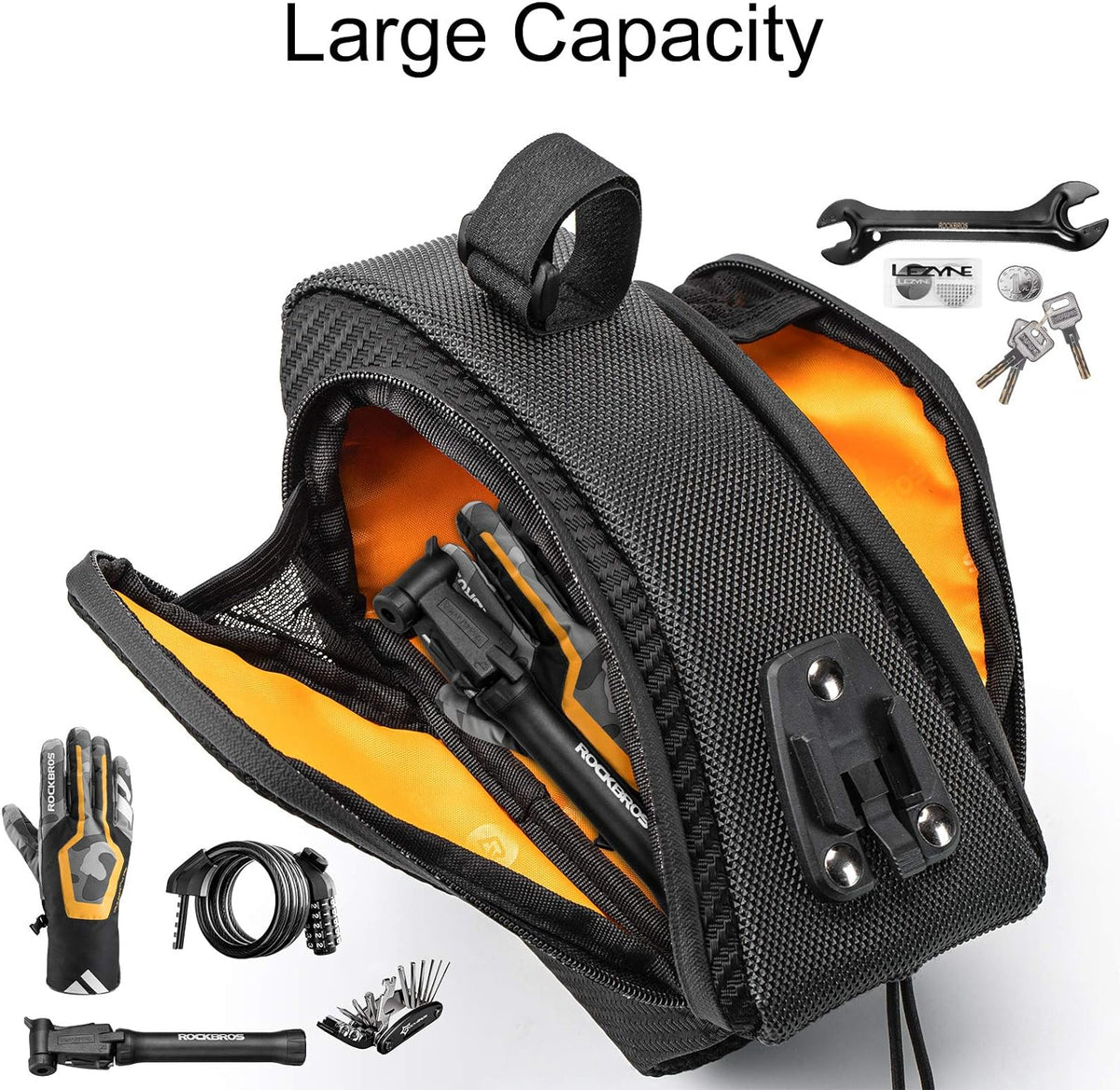 ROCKBROS Waterproof Bike Saddle Bag with Water Bottle Holder - ROCKBROS
