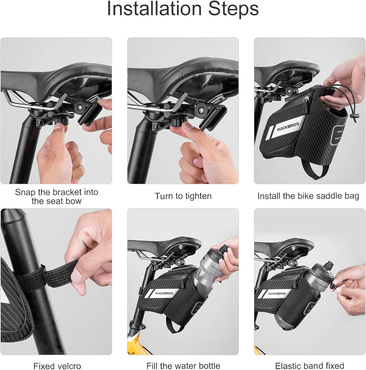 ROCKBROS Waterproof Bike Saddle Bag with Water Bottle Holder - ROCKBROS