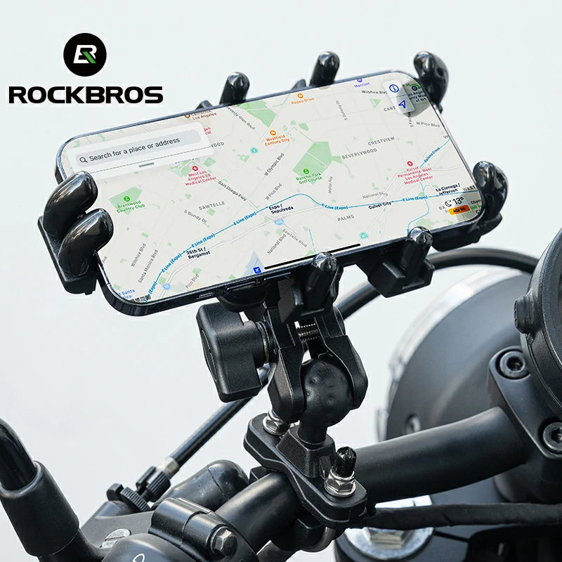 ROCKBROS Motorcycle ATV Adjustable Phone Holder with Vibration Dampener for 4.7-7.1" Phones