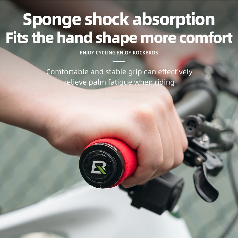 ROCKBROS Bike Grips Shock Absorption Foam Bike Handle Grips Soft Comfortable Non-Slip Double Locked on - ROCKBROSUSA
