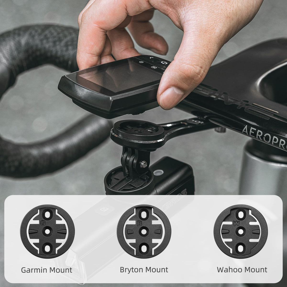 ROCKBROS Bike Aluminum Computer Mount compatible with Garmin, Wahoo, Bryton, and GoPro - ROCKBROS#color_Big Logo