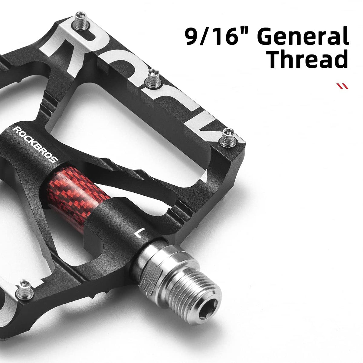 ROCKBROS Mountain Bike Pedals MTB BMX Pedals CNC Non-Slip Lightweight Aluminum Alloy Bicycle Pedals 9/16" - ROCKBROS