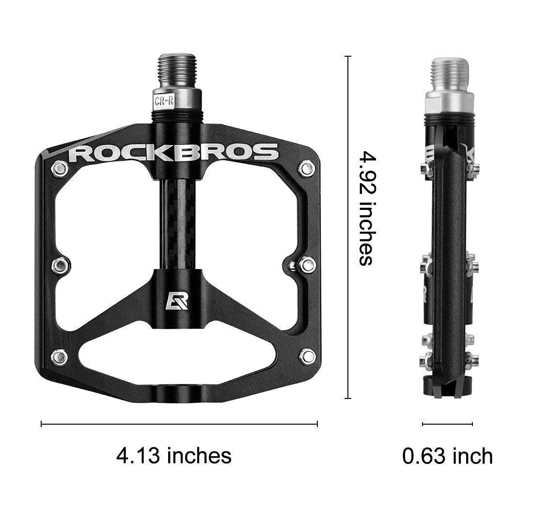 ROCKBROS Mountain MTB Bike Flat 9/16 Lightweight Carbon Fiber Sealed Bearing Pedals - ROCKBROS