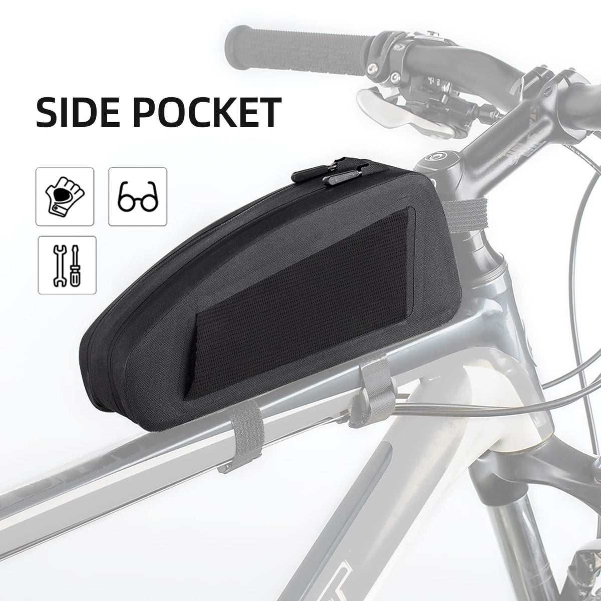 ROCKBROS Bike Bag Top Tube Bike Frame Bag Waterproof Two Zipper Pockets