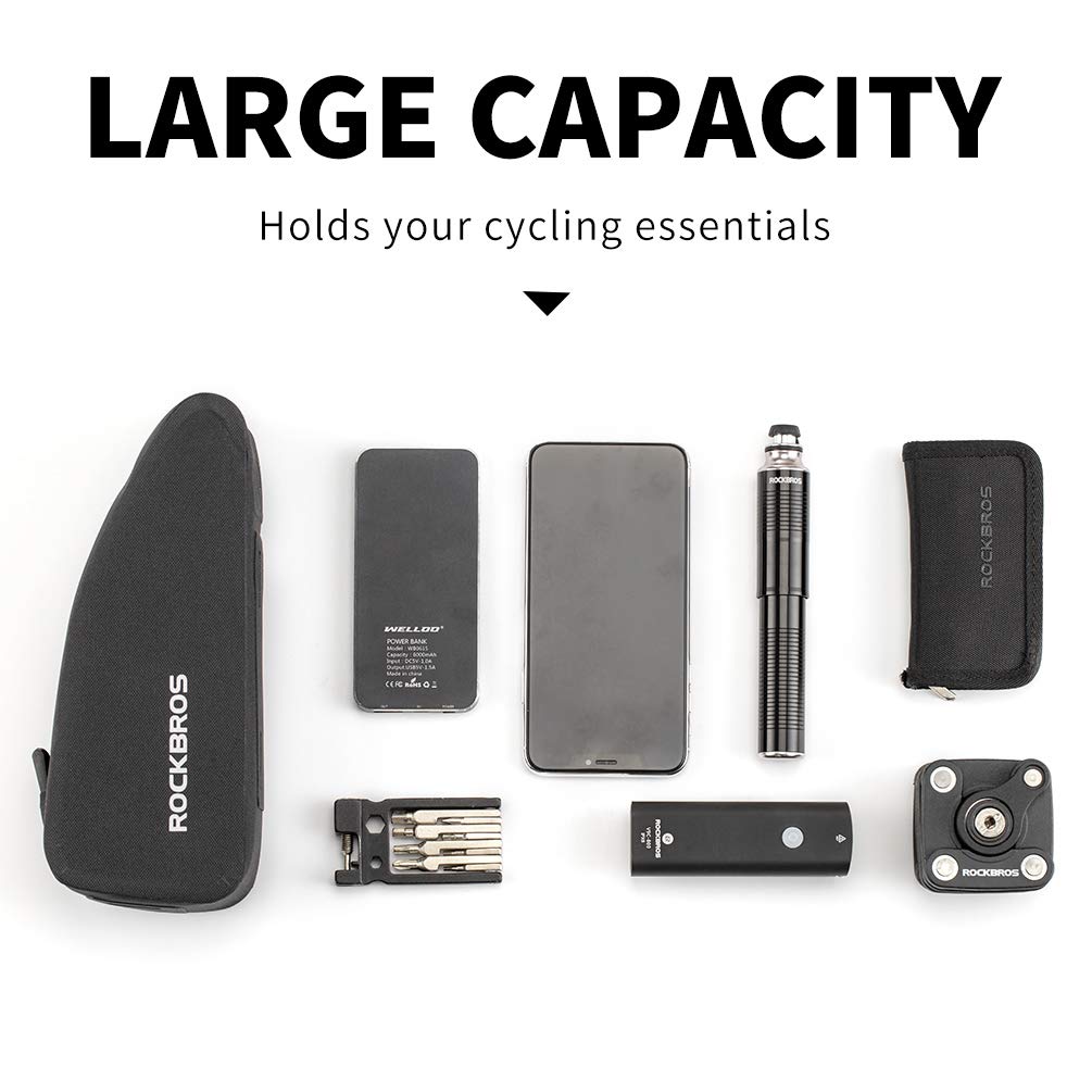 ROCKBROS Bike Bag Top Tube Bike Frame Bag Waterproof Two Zipper Pockets