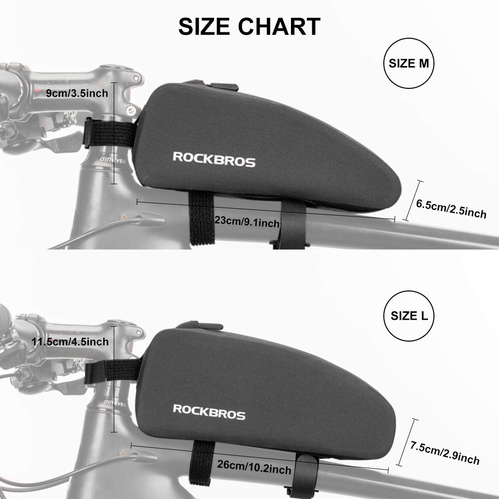 ROCKBROS Bike Bag Top Tube Bike Frame Bag Waterproof Two Zipper Pockets