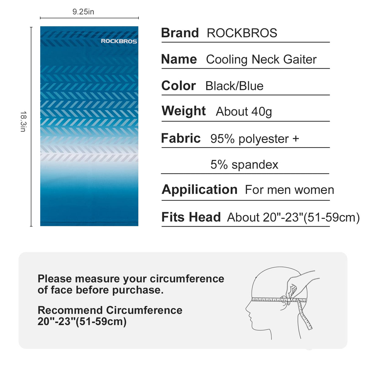 ROCKBROS Cooling Neck Gaiter Face Mask Fishing Scarf Face Cover for Men Women - ROCKBROS