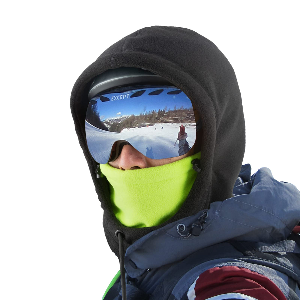ROCKBROS Pasamontañas Cortavientos Térmico de Invierno de Forro Polar con Capucha, Gorro y Bufanda para Esquí