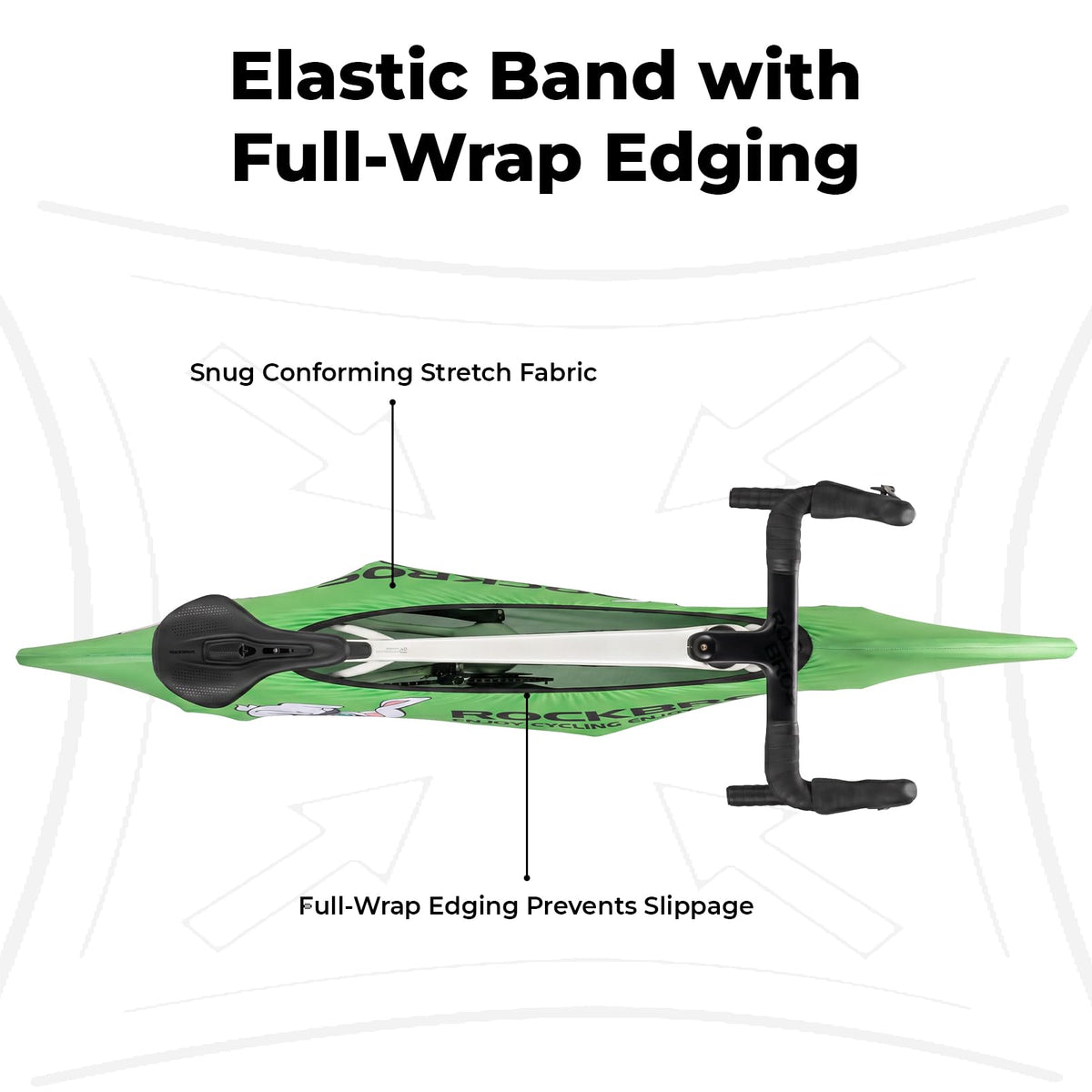 Green cover with black elastic band on a white background #Color_Green Rabbit