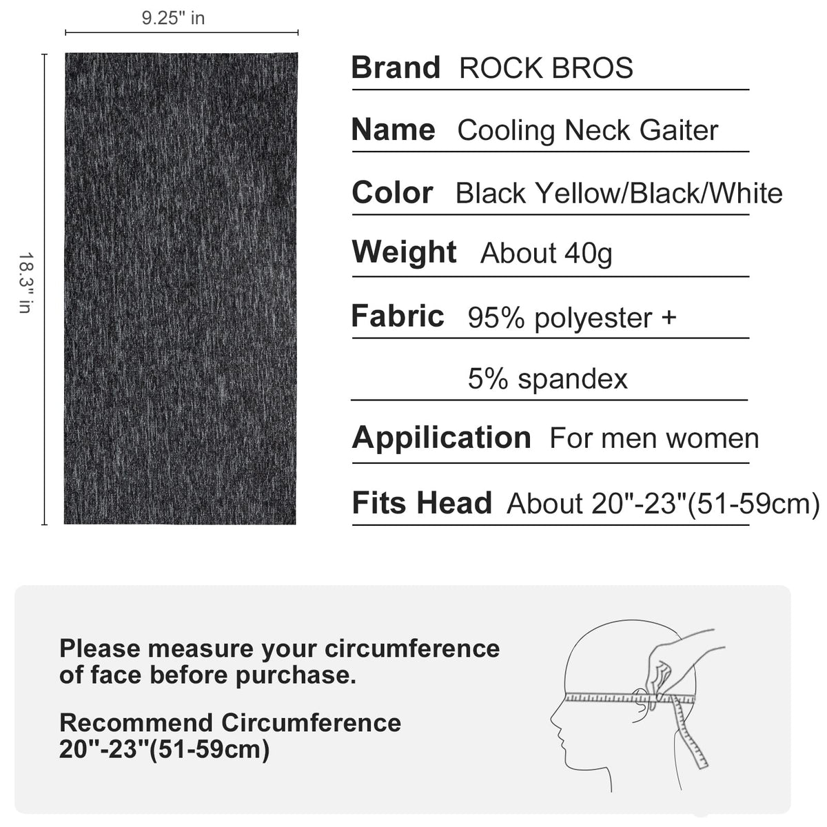 ROCKBROS Cooling Neck Gaiter Face Mask Fishing Scarf Face Cover for Men Women - ROCKBROS